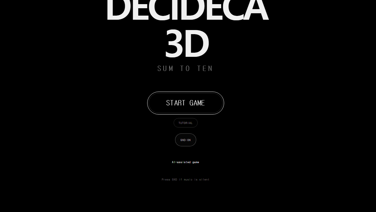 DECI DECA 3D 게임 시작 화면